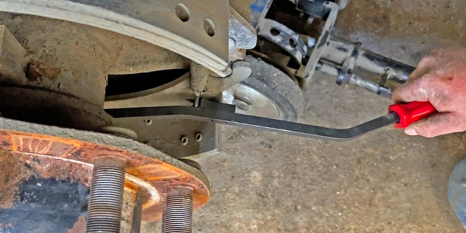 imageLisle 39970 Truck Brake Spring Tool RedOriginal with extra hole drilled unnecessary for use